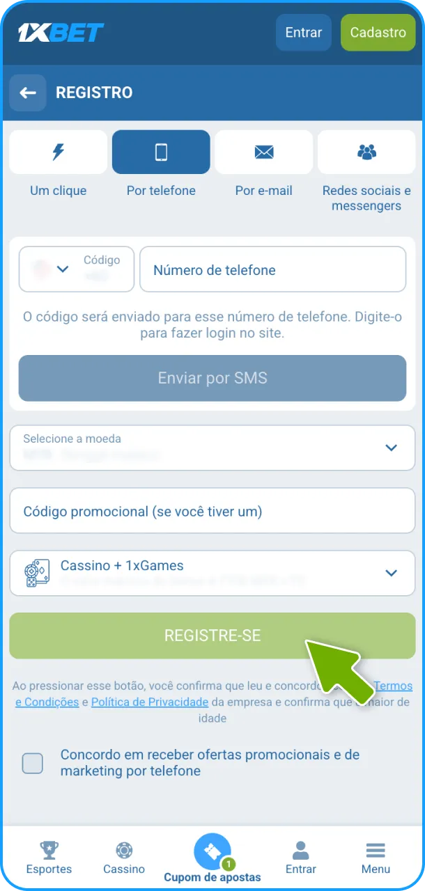 Realize o seu registro na plataforma 1xBet para jogar o Aviator.