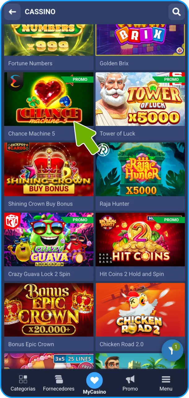 Clique no seu título favorito para iniciar o jogo no 1xBet.