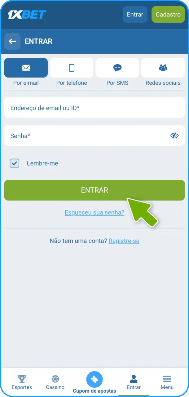 Faça a autorização e transferência para o caixa para gerenciar fundos na 1xBet.