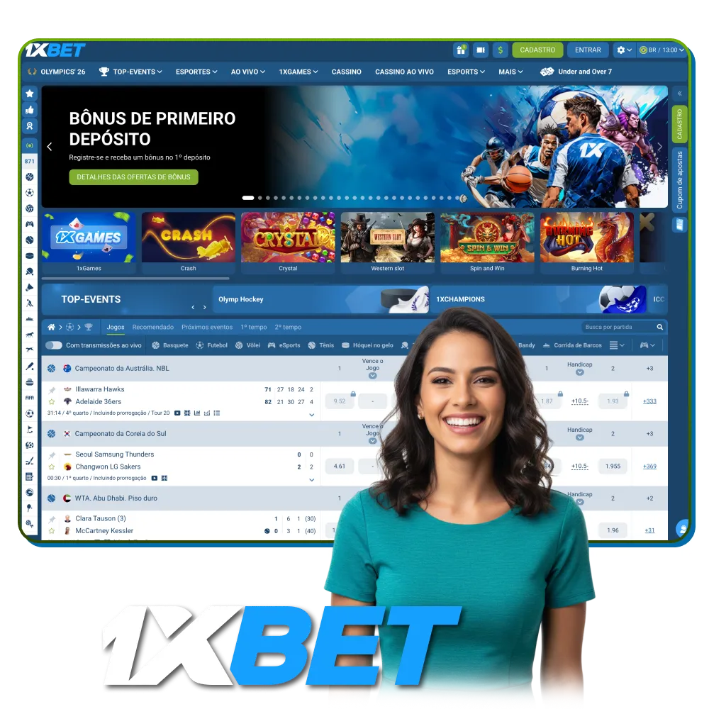 Acesse o 1xBet Brasil – site oficial do casino e das apostas para começar.