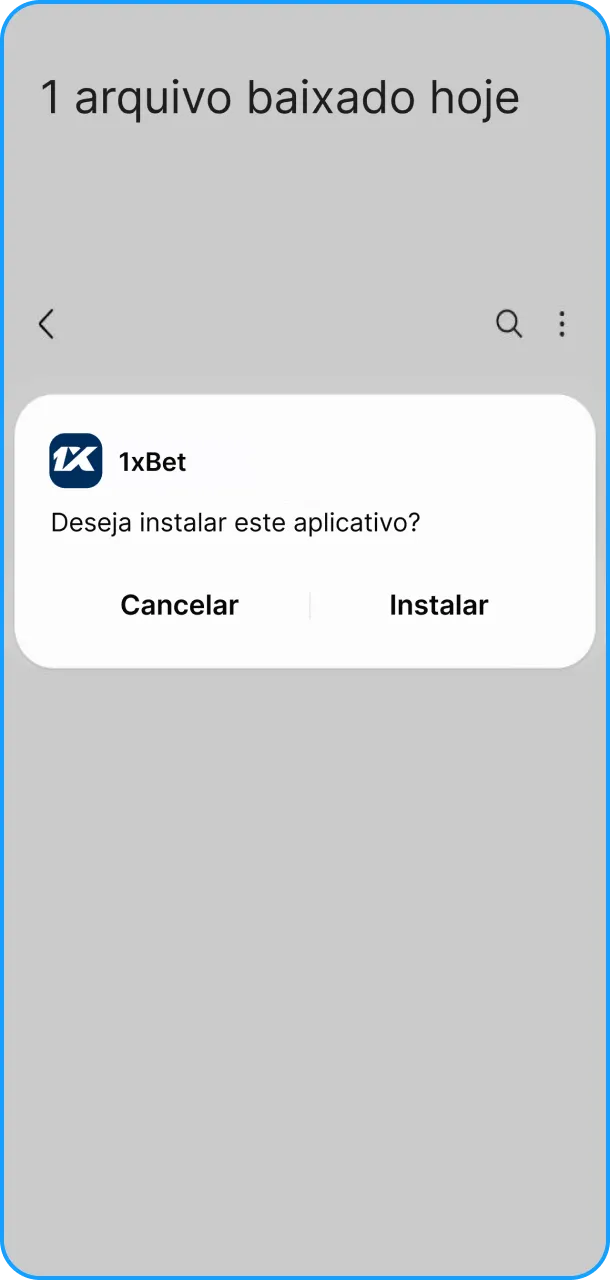 Aguarde o processamento da instalação do aplicativo 1xBet no seu dispositivo.