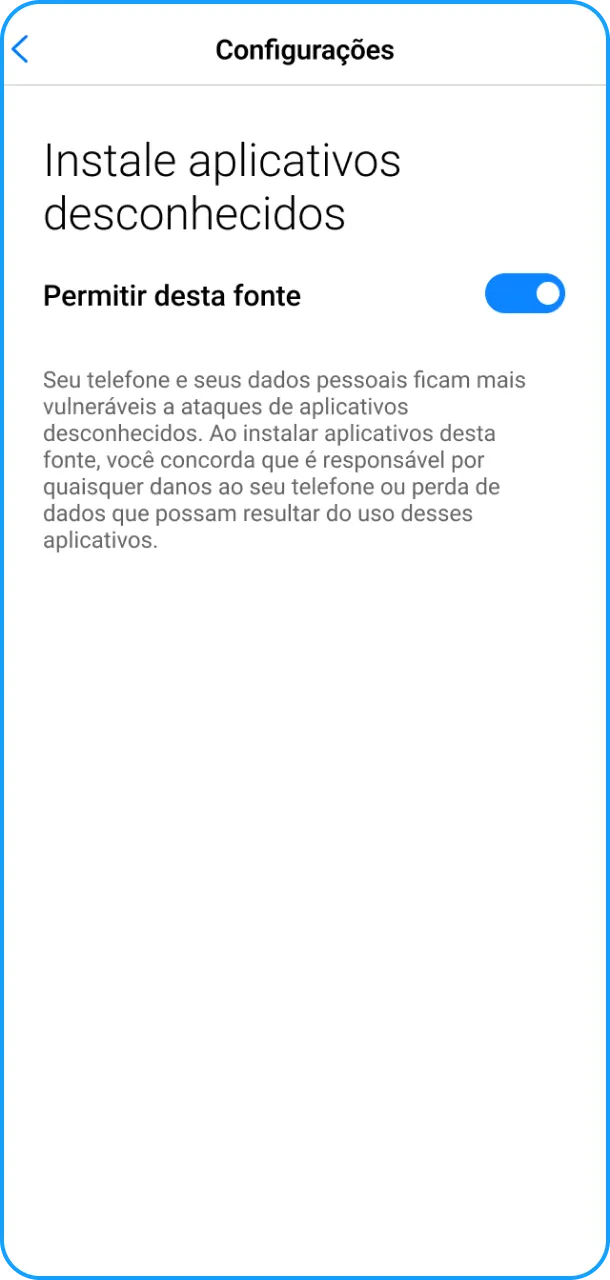 Ajuste as configurações na definição da instalação do seu 1xBet App.