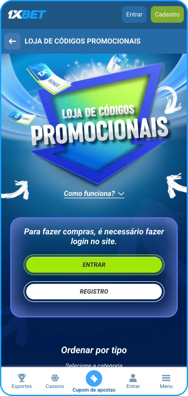 Siga os passos para pesquisar e copiar código promocional da 1xBet.
